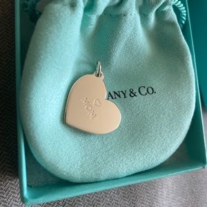Authentic Tiffany & Co silver large Mom heart tag charm.